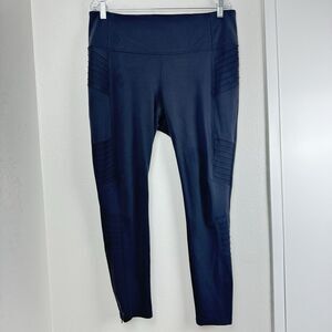 Athleta DELANCEY MOTO TIGHT Women 1X Black High Rise Leggings Yoga Pants Pockets